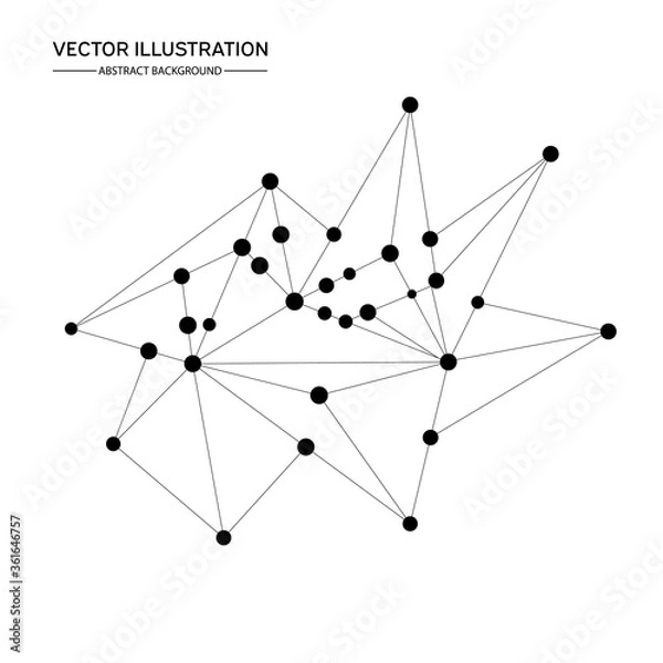 Obraz Abstract white bright technology vector background. Low poly, Molecule And Communication Background. Connection structure. Vector science background. Polygonal