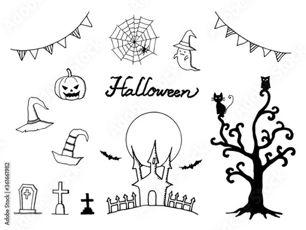 Fototapeta ハロウィン　ペン画セット