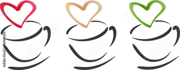 Obraz Coffee Cups Hearts
