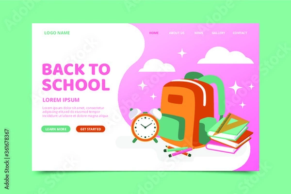 Obraz Landing page with back to school