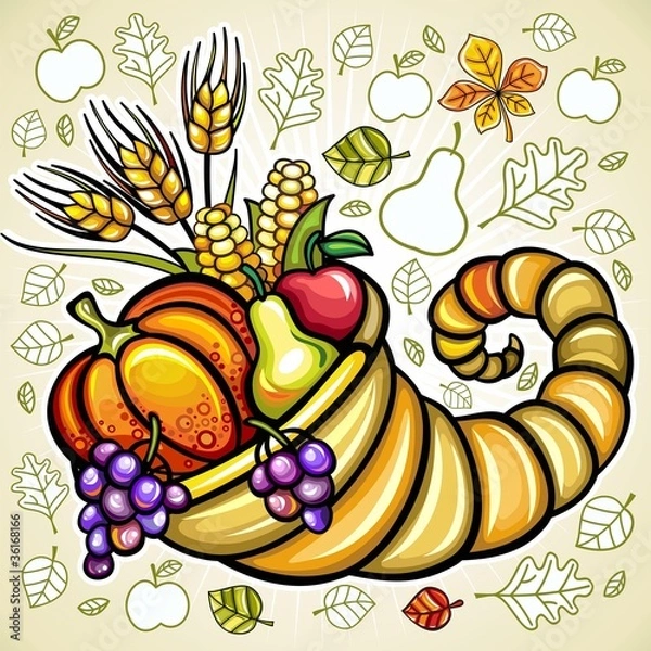 Obraz Thanksgiving theme: Harvest cornucopia