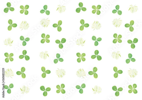 Obraz クローバー シロツメクサのパターン ベクターイラスト（水彩）