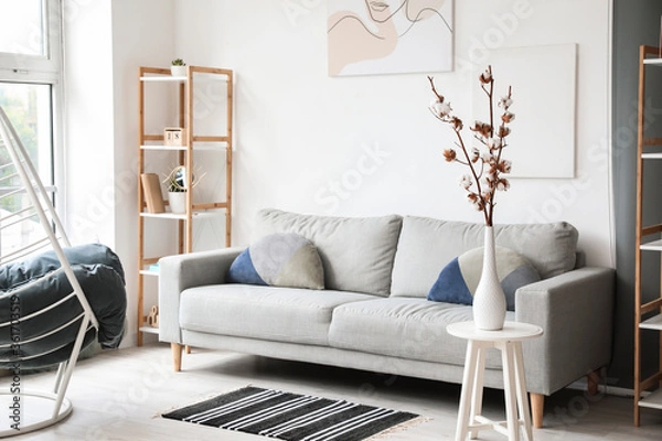 Fototapeta Interior of modern room with comfortable sofa