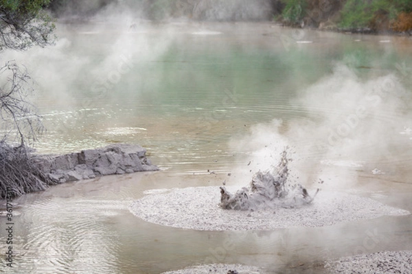 Fototapeta Boiling geothermal mud pool Rotorua New Zealand