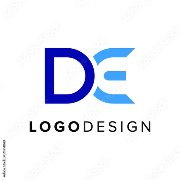 Fototapeta Modern letter DE logo design vector
