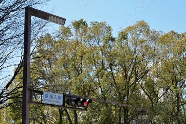 Fototapeta 錦通久屋交差点の信号機