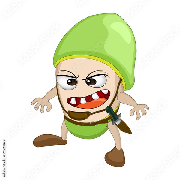 Fototapeta Walnut - a warrior, in a green helmet, with a knife in a cabaret - is ready to fight for his place in the sun.