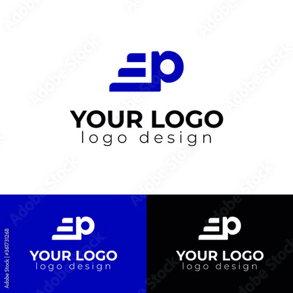 Fototapeta p and step stairs logo design modern logotype vector template