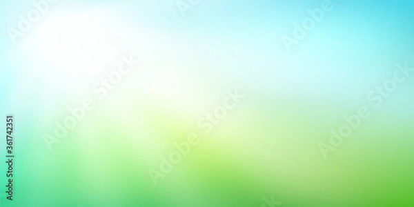 Obraz Abstract green blurred gradient background. Nature backdrop with sunlight rays. Vector illustration. Ecology concept for your graphic design, banner or poster.