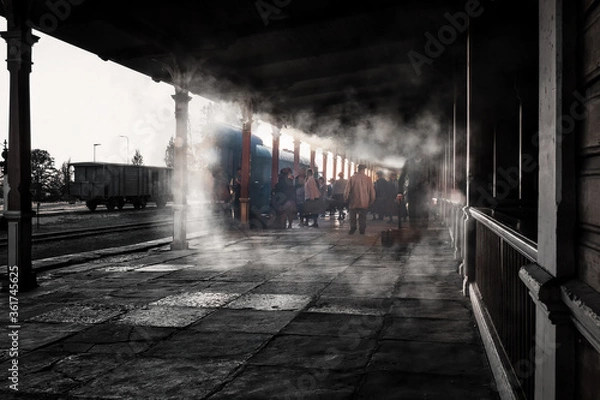 Obraz portal for time travel and a view from the present to the past