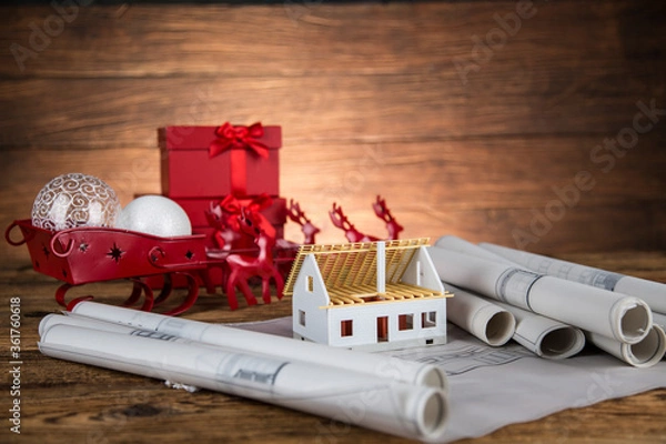 Obraz Christmas, developer construction projects, holidays and the background