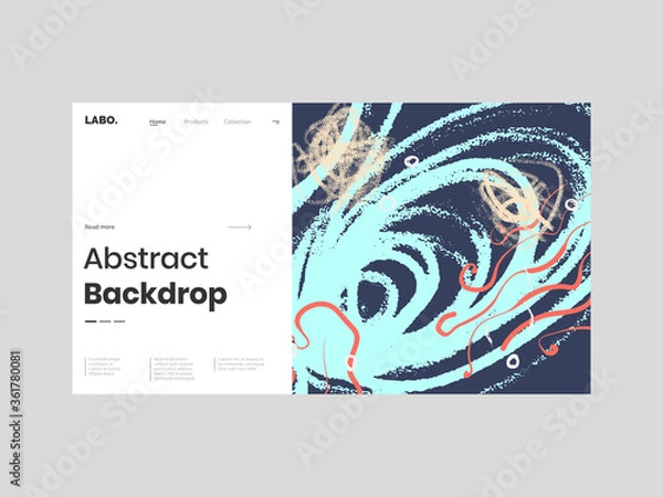 Fototapeta Abstract homepage illustration. Colorful lines, spots, circles and paint strokes. Decorative chaotic background, backdrop. Hand drawn texture, different shapes and textures. Eps10 vector.