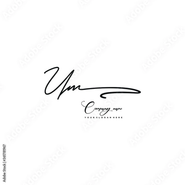 Fototapeta UM initials signature logo. Handwriting logo vector templates. Hand drawn Calligraphy lettering Vector illustration.
