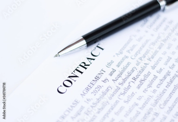 Fototapeta Pen on contract paper. Contracts. Business concept