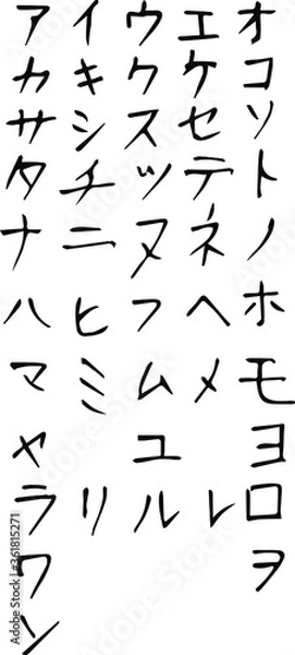 Fototapeta katakana hand written vector symbols set japanese language 