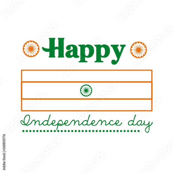 Obraz Independece day india celebration with flag line style icon