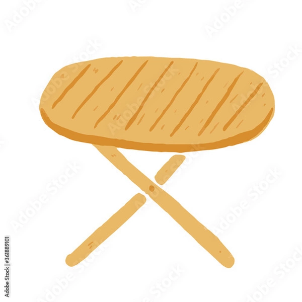 Obraz 登山、アウトドア、キャンプやグランピングなどで使える、ゆるかわな「木製テーブル」ベクターイラスト