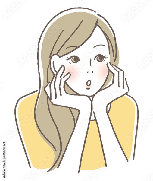 Fototapeta 頬杖をついて考える女性