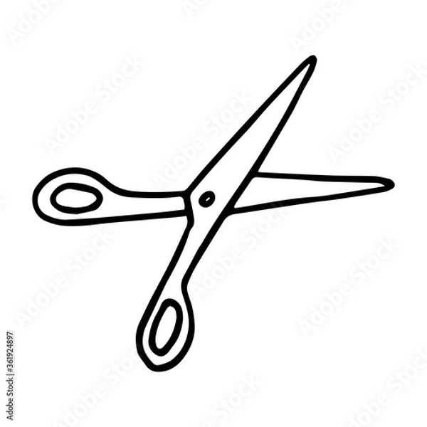 Obraz doodle hand-drawn scissors open
