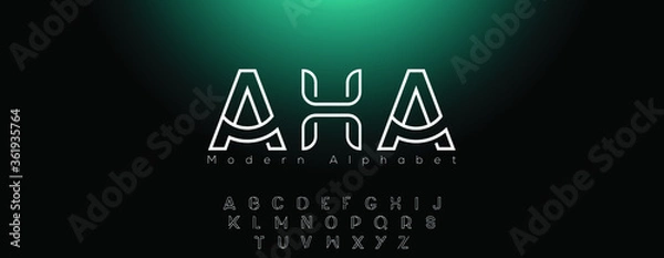 Obraz Streszczenie minimalna nowoczesna czcionka linii alfabetu. Minimalny smukły styl czcionek monogram typografii. Ilustracja wektorowa i czcionka tech.