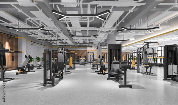 Fototapeta 3d rendering modern loft gym and fitness