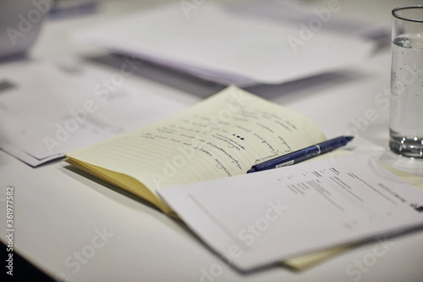 Fototapeta Notebooks and pen, working desk
