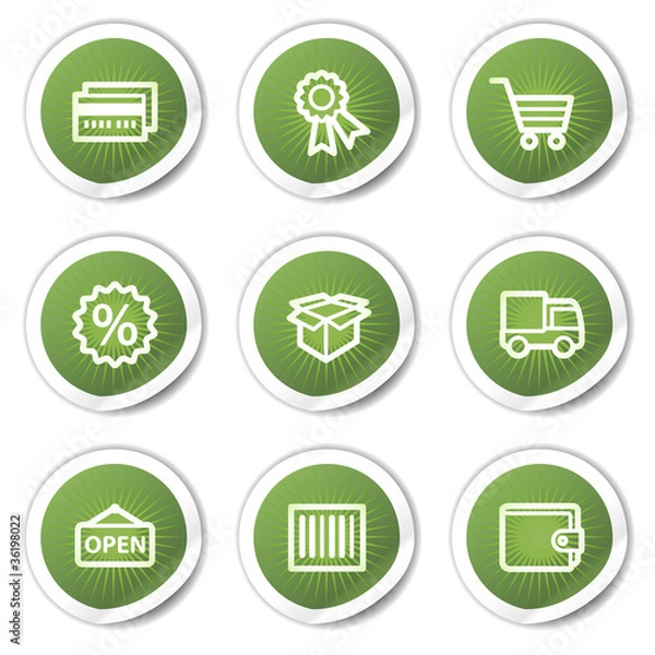Fototapeta Shopping web icons set 2, green stickers