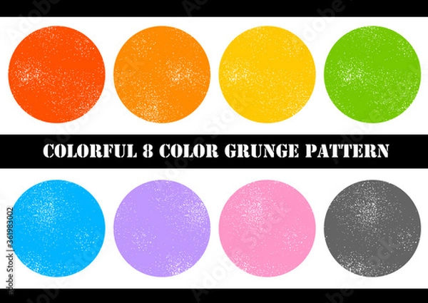 Fototapeta 8色のカラフルなグランジパターンセット