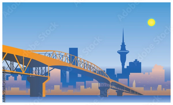 Fototapeta A scenic vista of Auckland City Skyline by Day