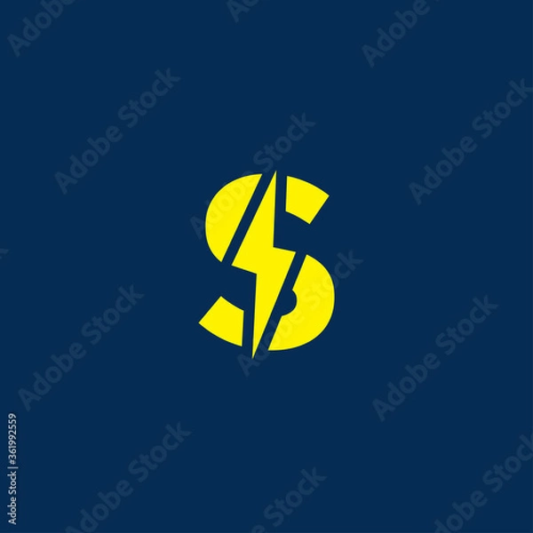 Obraz Initial letter s electric, thunder, power logo and icon vector illustration