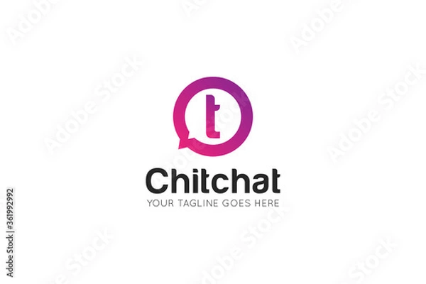 Obraz Initial letter t chat, message logo and icon vector illustration