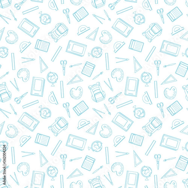 Obraz Back to school seamless pattern.  Hand drawn school background.