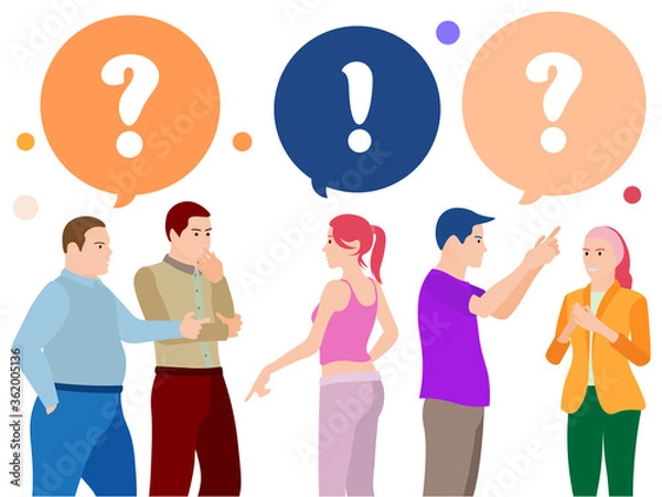 Fototapeta Network and Teamwork Concept. Flat style Raster image. People communication in search of ideas. Men and Women Talk. Business Meeting for Negotiations in Office.