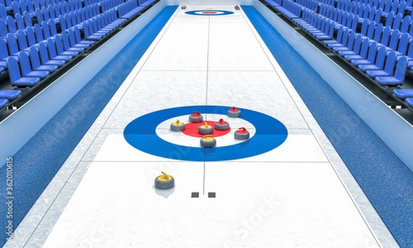 Fototapeta 3D Illustration of Ice arena for playing curling