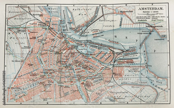 Fototapeta Old Amsterdam  map