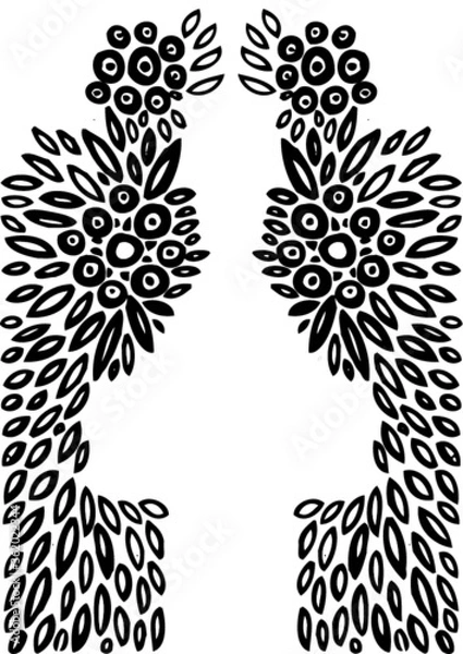 Obraz Vector illustration of abstract leaf forest black & white background / texture.Vector illustration of abstract leaf forest black & white background / texture.