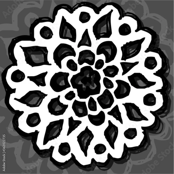 Obraz Vector illustration of hand drawn black & white lace background.
