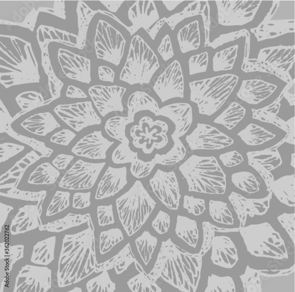 Obraz Vector illustration of hand drawn black & white lace background.