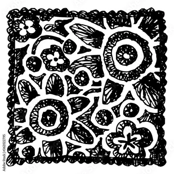 Obraz Vector illustration of hand drawn black & white lace background.
