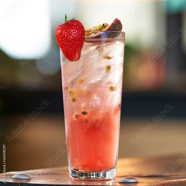 Fototapeta Cocktails and Refreshments on a wooden table perfect for the drinks menu