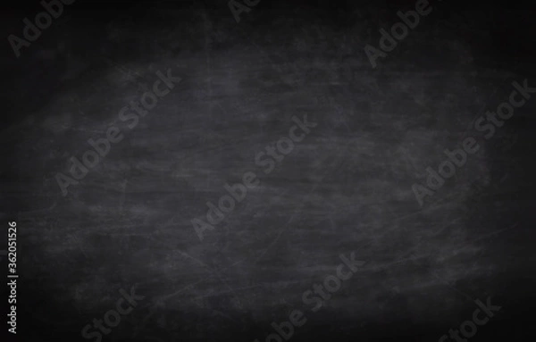 Fototapeta Chalkboard texture background with grunge dirt white chalk on blank black board billboard wall