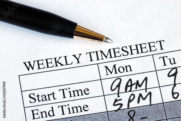 Obraz Wprowadź koncepcje tygodniowego arkusza czasu pracy w raportowaniu godzin pracy