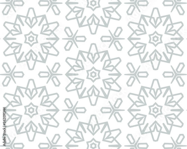 Fototapeta seamless floral pattern Texture abstract gray lines flowers background. 