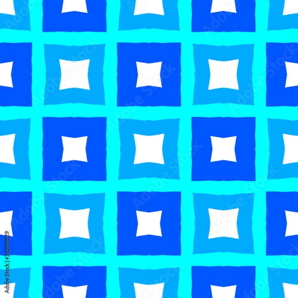 Fototapeta Abstract geometric blue squares seamless pattern background. 