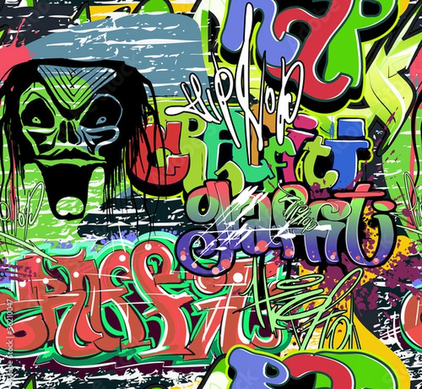 Fototapeta graffiti ściany bezszwowe tło wektor
