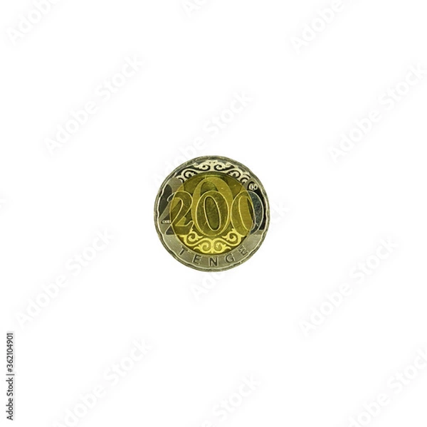 Obraz Kazakhstan Coin metal 200 tenge. Isolated on a white background.