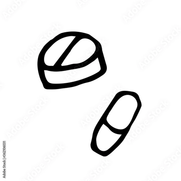 Obraz two pills round and capsule in doodle