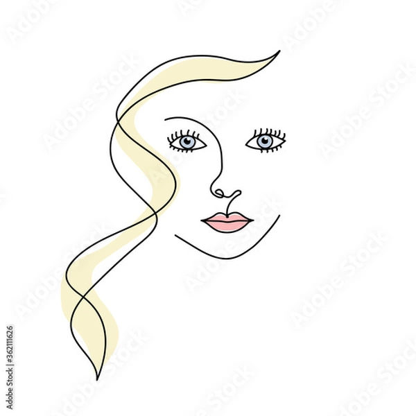 Fototapeta Abstract face one line drawing.