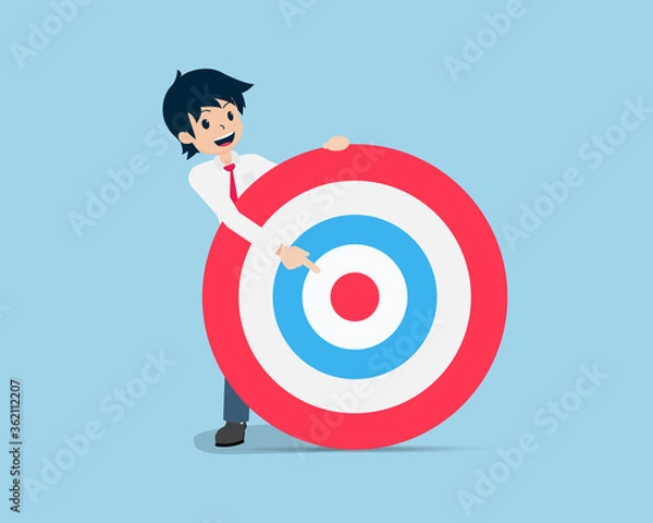 Fototapeta Salary Man Hold a giant target and point to the center of the target