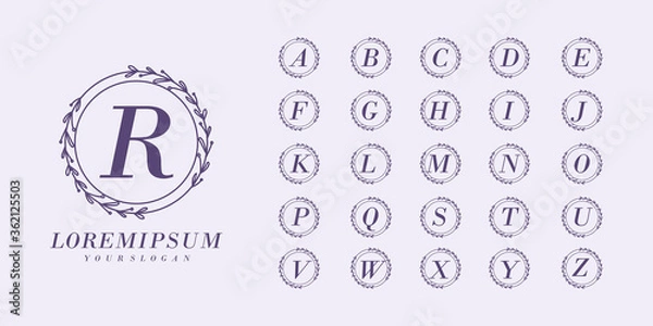 Fototapeta monogram alphabet wedding initial hand drawn